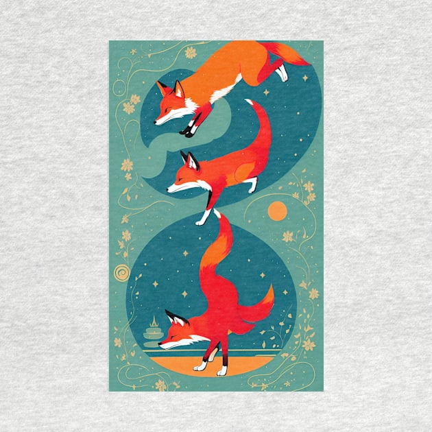 Fox Yoga Floral Flower Design by ShopSunday